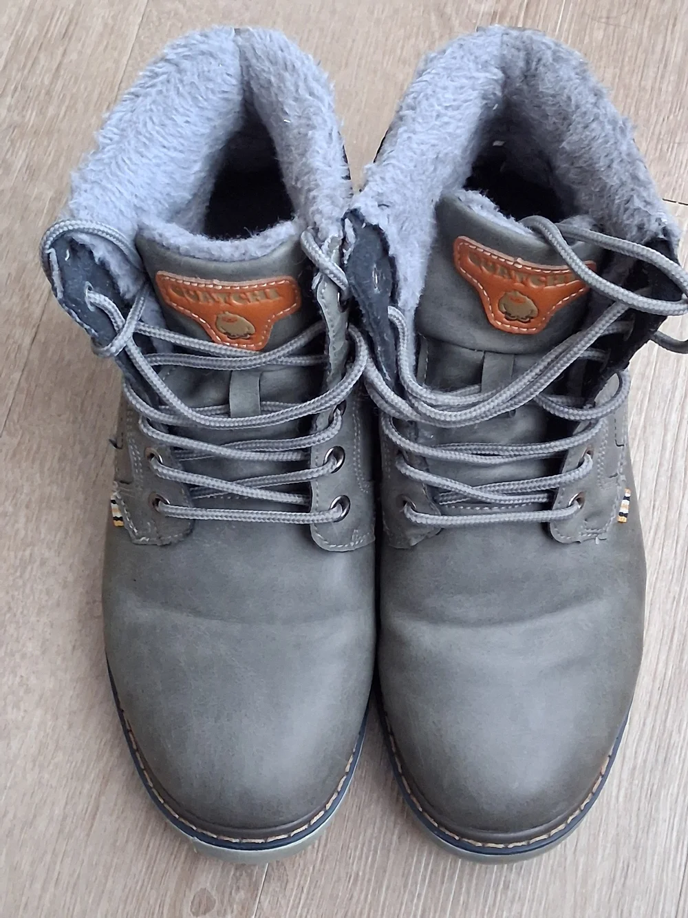Men's Gray Lace-Up Fleece-Lined Boots